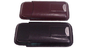 Three finger leather case with cigar cutter